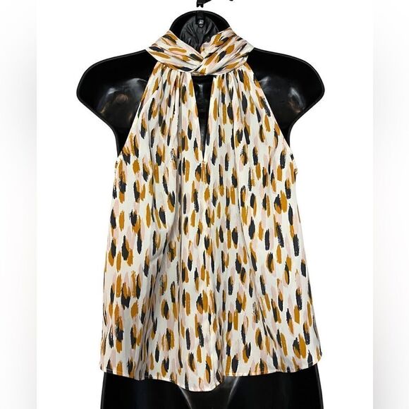 Banana Republic Yellow and White Sleeveless Mock Neck Blouse / XS - Picture 2 of 16